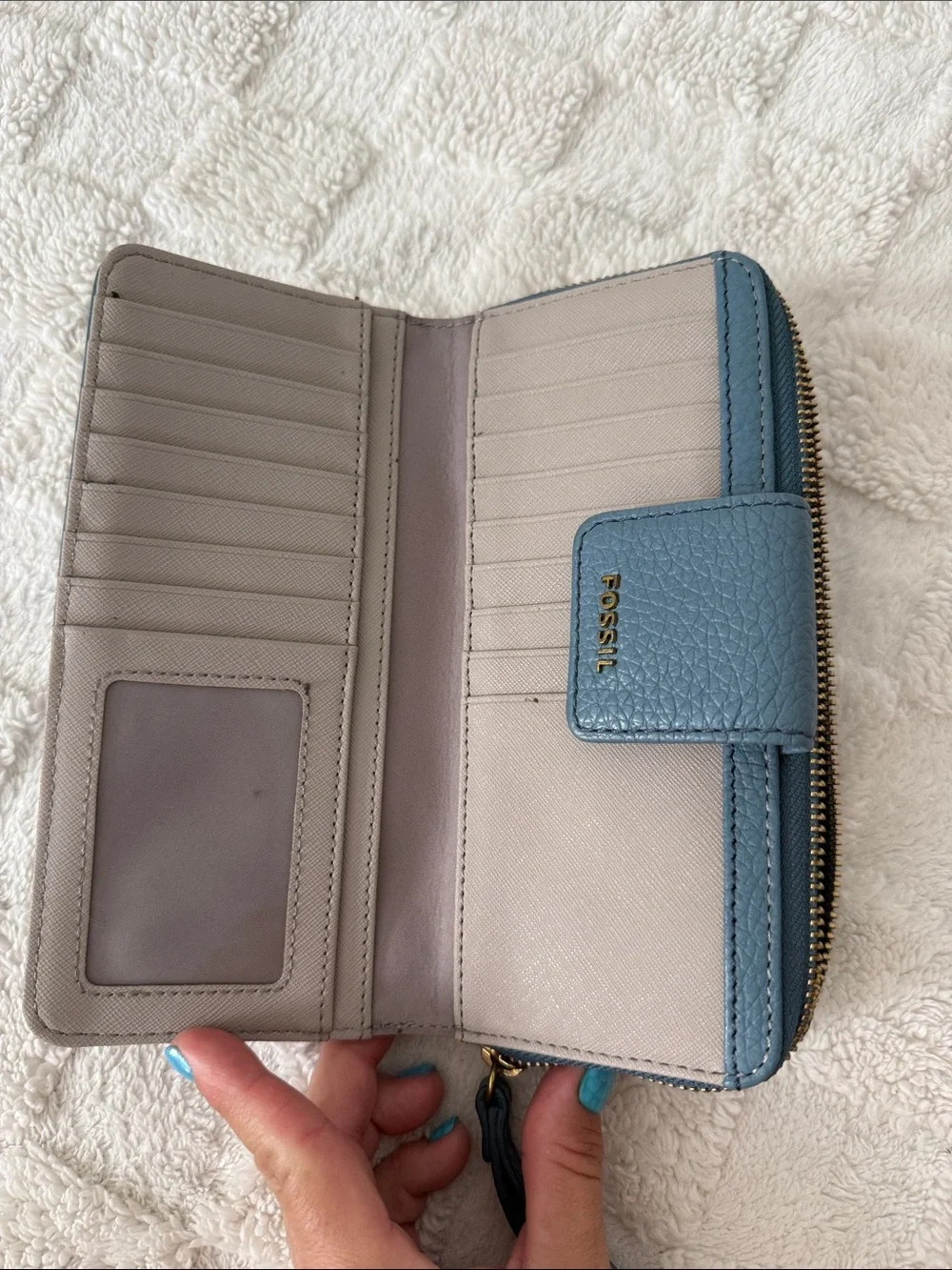Fossil Pebbled Leather Wallet Phone Case in Slate Blue